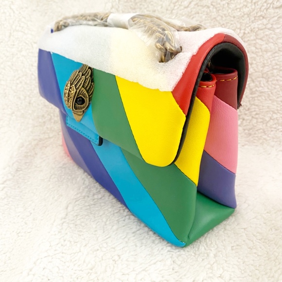 Kurt Geiger London Leather Mini Kensington Rainbow Stripe Crossbody Bag NWT - Picture 3 of 11